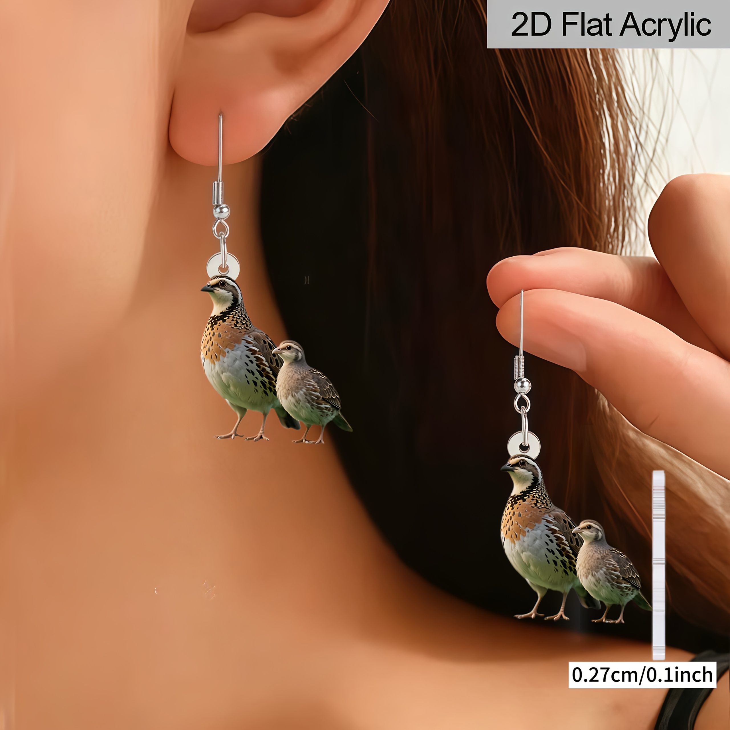 Women's 2D Flat Pigeon Design Acrylic Dangle Earrings
